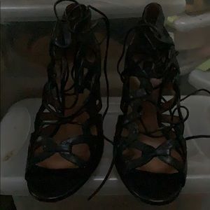 Black leather lace up